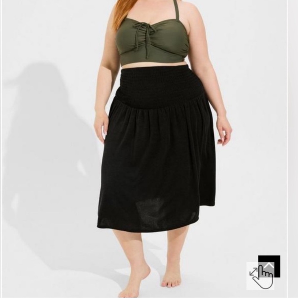 TORRID Mini Cover-Up Dress Black Terry Cloth Smocked Casual sz 2 (18/20, 2X) EUC - Picture 6 of 8